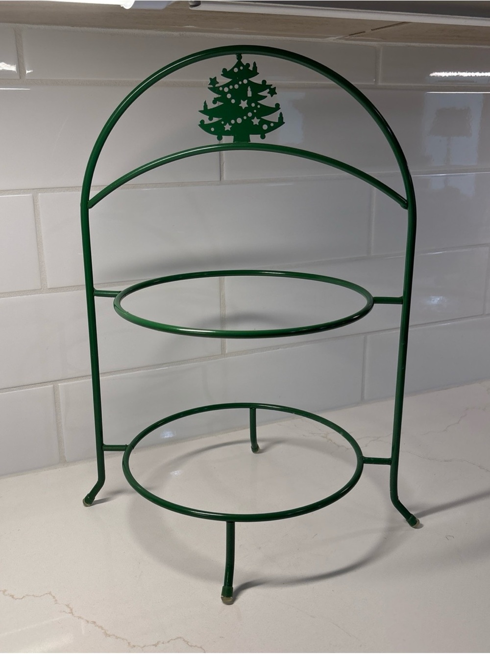 Waechtersbach CHRISTMAS TREE 2-Tier Plate Holder Green Metal Vintage Excellent